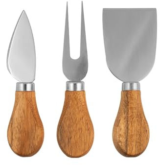 H&h set 2 coltelli e 1 forchettina da formaggio inox e legno