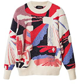 Desigual Women's TUTTIFRUTI JERS_Sun 9019 Tutti Fruti Pullover Sweater, Material Finishes, L