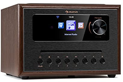 Auna Silver Star, Internetradio mit CD Player, mit Bluetooth, DAB/DAB+/FM Radio, Küchenradio mit HCC Display, MP3, Streaming, DAB Plus , Fernbedienung und Wecker