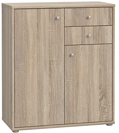 Newroom Kommode Sonoma Eiche Sideboard Modern - 73,7x85,5x34,8 cm (BxHxT) - Highboard Anrichte - [Albus.Nine] Büro Arbeitszimmer Wohnzimmer