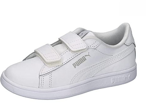 PUMA Unisex Kids Smash 3.0 L V Ps Scarpe da ginnastica, Puma White Cool Light Gray, 34 EU