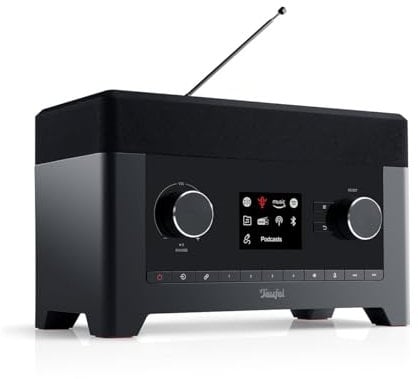 Teufel Radio 3SIXTY - Premium Digitalradio Bluetooth Lautsprecher, 360 Grad Sound, DAB+, Internetradio, Powerbank-Funktion, Subwoofer, Weckfunktion, Musik-Streaming - Schwarz