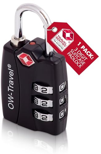 OW-Travel Zahlenschloss 3 Stellig mit Open Alert Anzeige Kofferschloss Vorhängeschloss Gepäckschloss Sicherheitsschloss Lock TSA Schloss Zahlencode für Reisekoffer Spind Rucksack Luggage:1 Schwarz