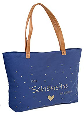 Mojawo Tragetasche Tasche Einkaufstasche Zeitungstasche Badetasche Shopper Canvas Bag Schriftzug 46x44x10cm