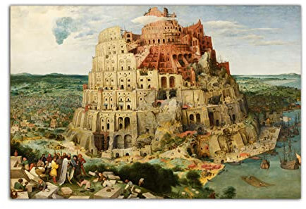 HOPNRU Turm von Babel Ölgemälde Poster Pieter Bruegel Kunstgemälde Renaissance Wandkunst Bild Leinwand Malerei Moderne Dekor (30x45cm-Ohne Rahmen)