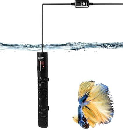 Podazz Chauffage d'aquarium, 50W Submersible Chauffage Aquarium avec Contrôleur Externe Affichage Numérique, Chauffage Aquarium Adapté Réservoirs d'eau Douce Jusqu'à 25L, 23cm