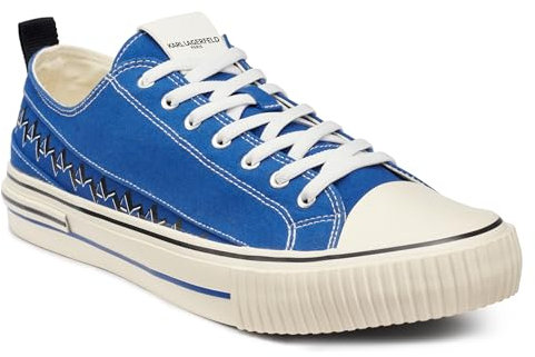 KARL LAGERFELD Herren Cottom Canvas Logo Band Low Top Sneaker, Marineblau, 44 EU