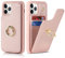 Cavor Phone Case compatible with iPhone 11 Pro Case With Card Holder,Flip Folio Leather Wallet Case,Ring Kickstand Shockproof Cover Case compatible with iPhone 11 Pro - Rose gold