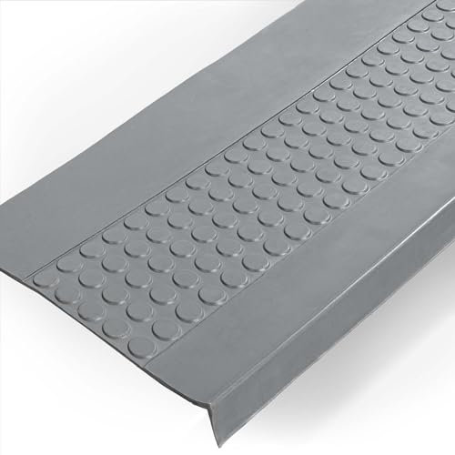 ANRO StufenMatten mit Noppen Gummi außen/innen TreppenstufenMatten mit Noppen rutschfest Treppenstufen Matten mit Noppen Grau 120x30x4cm