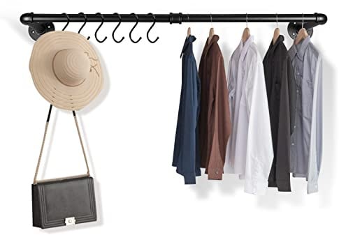 Ikodm Wandgarderobe 5er Set DIY Kleiderstange Wandmontage mit Haken, bis 65 kg belastbar, 92 x 25 cm einfache Montage, platzsparend für kleine Räume