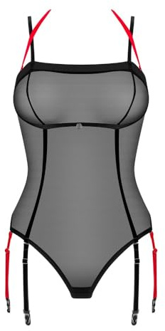 Obsessive Neckholder Lingerie Stringbody mit Strapsen Damen Bodys Strapsen durchsichtig Dessous Set