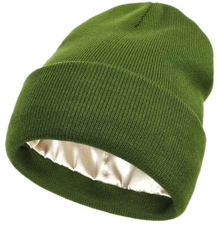 CHENRI Antistatische kräuselfreie verwirrungsfreie Mütze, Satin gefütterte Wintermützen, Ohrenschützende Strickmütze, Beanie Mütze für Damen Herren