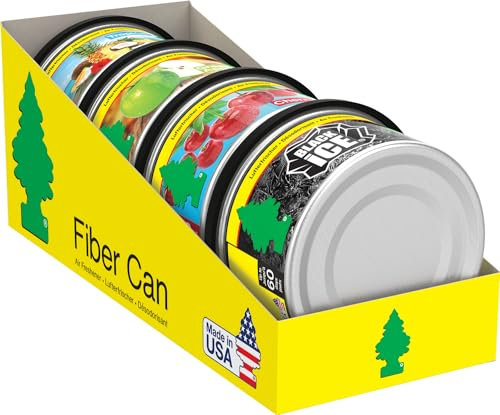 WUNDER-BAUM Duftdose 4er Pack Mixed I Langanhaltender Duft im Auto oder zu Hause I Fiber Can Duftmix I Black Ice, Tropical, Grüner Apfel, Cherry