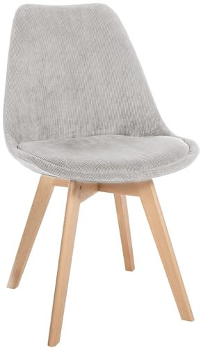 CLP Esszimmerstuhl Linares Kunststoff I Stoff I Samt I Cord I Lederoptik I Lehnstuhl Mit Holzgestell, Farbe:beige, Material:Cord