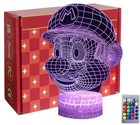 INTUPGD 3D LED Lampe Nachtlicht, 16 Farbwechsel 4 Models mit Remote Smart Touch Stimmungslichter, Nachttischlampe Geschenke für Männer Mädchen Jungen Kinder
