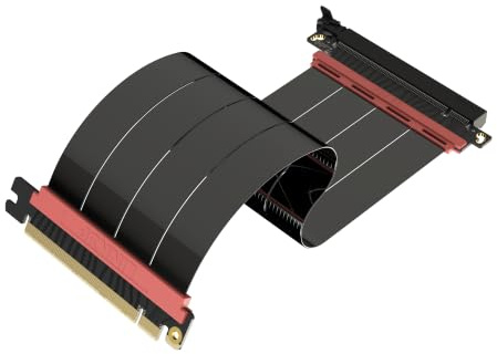 LINKUP - AVA5 Cavo Riser PCIE 5.0 | Pronto per RTX5090 RX9070 GPU | Velocità x16 128GB/s | Compatibile con PCIE 4.0 e WRX80/WRX90E | Angolo dritto Nero 25cm (Lunghezza totale 29cm)