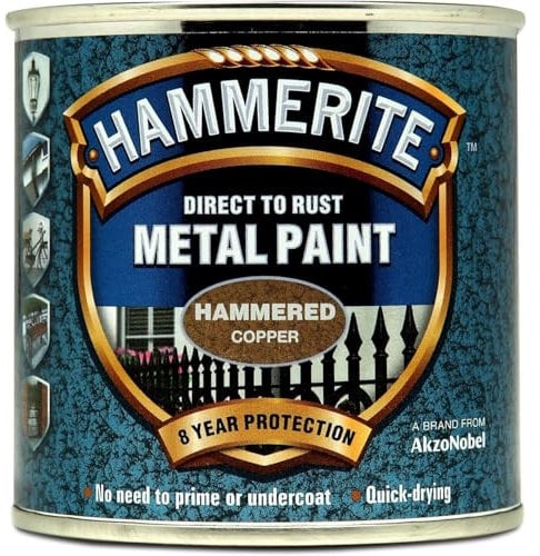 AMK® Hammerite Metal Paint Hammered Copper 250ml Direct To Rust Quick Drying No Primer Or Undercoat Needed Single Coat