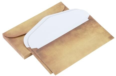 sourcing map 25 Packs Envelopes Vintage Stationery Aged Paper Brown Stationery Old Fashion Paper for Letter Writing, Invitations, Wedding-8.7x4 Inch