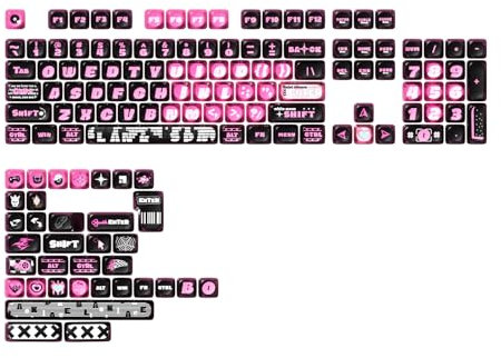 Akko Pink Phantom MOA Profile Keycaps Set - 139-Key PBT PC Custom Keycaps for Full Size, 96%, 75%, 65%, 60% Keyboard