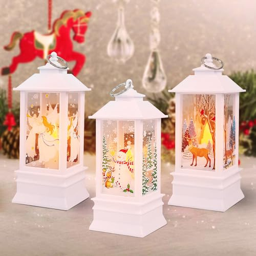 3 Stück Weihnachtsdeko Laterne, LED Kerzen Laterne, 20cm Weihnachtslaterne Mit LED, Laternen Für Draußen Gartenlaternen LED-Beleuchtung Zu Weihnachten Für Draußen Garten Deko Drinnen Wohnzimmer