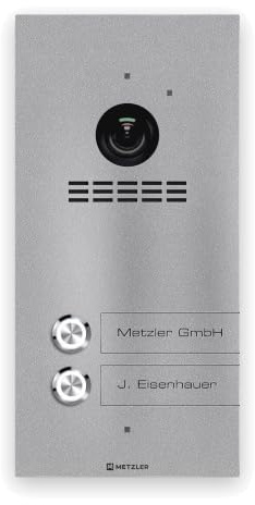 Metzler Video Türsprechanlage mit Kamera, LAN/PoE, 2 Familienhaus, VDM10 | Graualuminium RAL 9007, mit Anschluss für Türöffner, Gegensprechanlage für Haustür und Tor, Türklingel 146° mit Nachtsicht