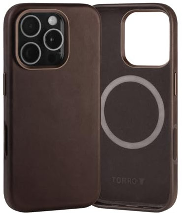 TORRO Case Compatible with iPhone 16 Pro – Premium Leather MagSafe Charging Compatible, Slim Bumper Case (Dark Brown)