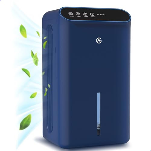 AG 340 Deshumidificador – Purificador de Aire – Filtro de Carbón – Gran Tanque de Agua con Capacidad de 2,5L, 750ml/día de Deshumidificación, Área 10-35m² – Ahorro de Energía –Iluminación de 7 Colores