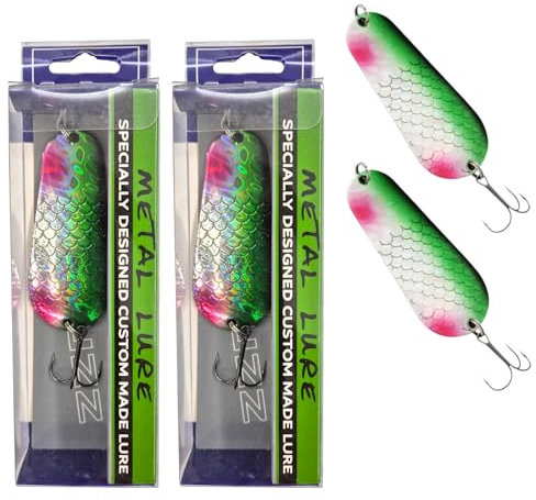 SEABUZZ Set di frecce 26,5 g/7,5 cm – luccio & pesce persico & luccioperca – Cucchiaio di metallo duro con gancio – Spinner Sport Set – Angel Spoon – Esca per luccio – Esca persico – Set di esche