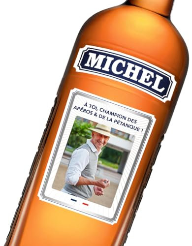 Lot de 4 kit d'étiquettes autocollantes à personnaliser avec texte et photo pour bouteille de Pastis de 75cl et 1 L - anniversaire - fête ? cadeau original -annonce ?