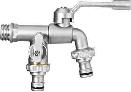AOEGBY Wasserhähne Für Draußen 1PC Messing 7 Farben Bronze Antike Outdoor Dual Outlet Wasserhahn Waschmaschine Out Garten Balkon Frost Schutz Tap Wasserhahn(Grey 3-4)