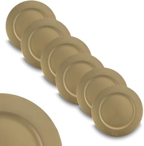 ARCA, Set di 6 Sottopiatti Rotondi Classic in Polipropilene Liscio, per 6 Persone, Ideali per la Tavola di Natale, Resistenti e Duraturi, Idea Regalo Natale, Colore Oro, 33 cm