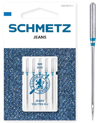 SCHMETZ | Jeans | 100/16 | 5 Sewing Machine Needles | 130/705 H-J | suitable for jeans and similar fabrics | for all conventional household sewing machines