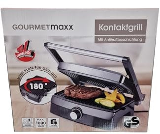 GOURMETmaxx Kontaktgrill mit Antihaftbeschichtung, 1000 Watt, stufenlos einstellbar, Cool-Touch-Griff