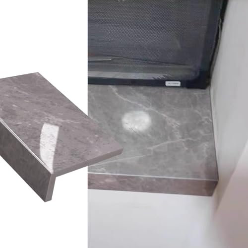Alfeizar Ventana Alféizar de Ventana de Estilo Mármol con Textura Gris Oscuro, Alféizar de Ventana de Panel Compuesto para Baldosas, Placa de Cubierta de Ventana Ampliable para Hormigón(Style1,6x24in