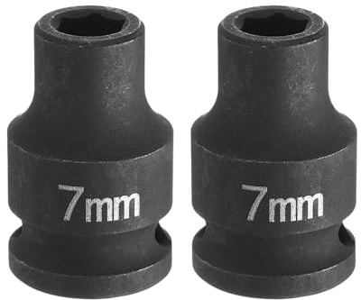 QUARKZMAN 2 Pièces Douille à Chocs Hexagonale, 3/8 Pouce Entraînement 7mm Douille à Écrou Profonde en Acier Cr-Mo à 6 Pans pour Clé Dynamique pour Réparation Automobile, 30mm Longue
