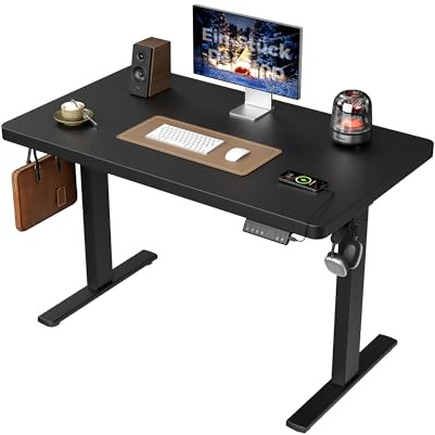 Agilestic Elektrisch höhenverstellbarer Schreibtisch 120x60 cm, Schwarz | 2 Motoren, 120 kg Tragkraft, 25 mm nahtlose Tischplatte, 4 Speicherplätze, Anti-Kollision, leiser Motor, für Homeoffice