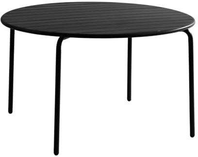 Vente-unique-Gartentisch rund - D. 110 cm - Metall - Schwarz - MIRMANDE von MYLIA