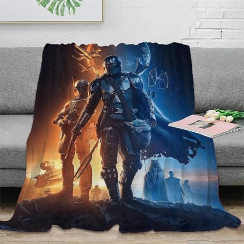 Star Wars Fleecedecke 3D Druck Mandalorianer Sofadecke Wohndecke Couchdecke Kuscheldecke Tagesdecke Weichen Flauschig Bett Decken Flauschig Warm for Erwachsene Kinder 60x80inch(150x200cm)
