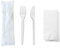 100 pz Set posate biodegradabili e compostabili, Forchetta e coltello imbustato singolarmente con tovagliolo, Bis Posate