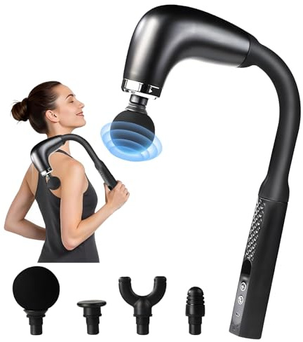 Back Massager for Pain Relief, Muscle Massage Gun with Extended Handle, Deep Tissue Body Massager for Neck, Shoulder, Leg-Reach Every Muscle with Ease, 9 Massage Heads & 9 Speed Levels