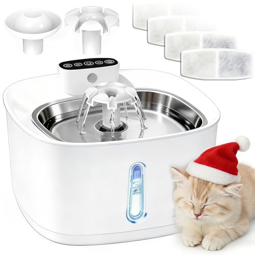 Fontaine Chat sans Fil 3.2L, Fontaine à Eau pour Chat sans Fil Rechargeable avec Détecteur de Mouvement, 3 Modes, Filtration 5 Couches, Ultra Silencieuse, sans BPA pour Chats et Chiens