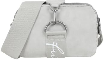 Fritzi Jumy Cross Umhängetasche Kunstleder Damen Crossbody Handtasche Festival City vegan Reissverschluss 14,5 x 22 x 7 cm – Anthrazit, Grün, Hellgrau
