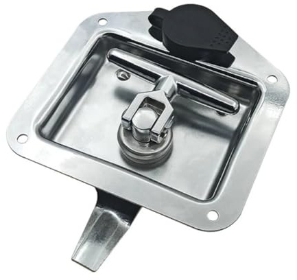 CashMuch Stainless Steel Folding T-Handle Lock For Tool Boxes, Trailers, Caravans And Motorhomes With 2 Keys, Silver