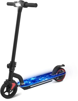E-RIDES Foldable Kids Electric Scooter, 150W Motor Up to 15km/h, 24V Battery with 6-8km Range, 3 Speed Modes & LED Light, 6.5 Anti-Slip Tires, Ages 6-12, Max Load 70kg (Black)