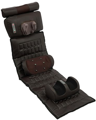 Multifunktionale Massagematte mit Heizung, 9 Massagemodi und 9 Intensitätsstufen, Ganzkörper-Massageauflage für Rücken/Nacken/Beine/Füße, inkl. Lendenairbag & Fußmassager, Timer & Fernbedienung
