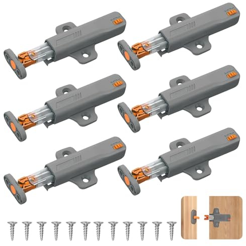 6 PCS Push Open Door Catch Latch, Push to Open Heavy Duty Release Catches Spring Touch Release Latch for Closet Closing Closure (Grey)