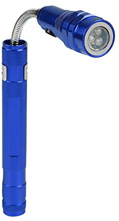 WGFOIP Linterna LED Multifunción Mini Linterna Giratoria Telescópica Flexible con Extremo Magnético para Comprobar Espacios Estrechos, Rincones, Esquinas, Aleación de Aluminio (Azul)
