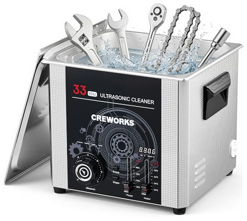 CREWORKS 15L Ultraschallreinigungsgerät Industriell, 33kHz 360W Ultraschallreiniger mit Sweep-Funktion, einstellbarer Timer und Temperatur, Teilereinigungsgerät mit Edelstahlkorb, 450W Heizleistung