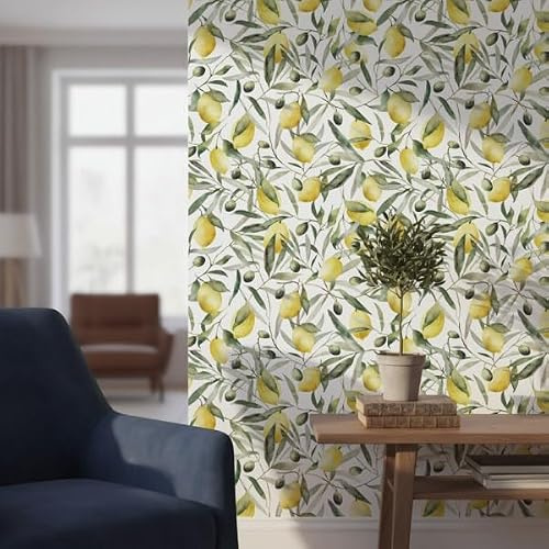 marburg Self-Adhesive Wallpaper White Green Yellow Leaves Floral Jungle Plant Motif for Wall and Furniture Furniture Sticker Film 6.00 x 0.53 m Made in Germany