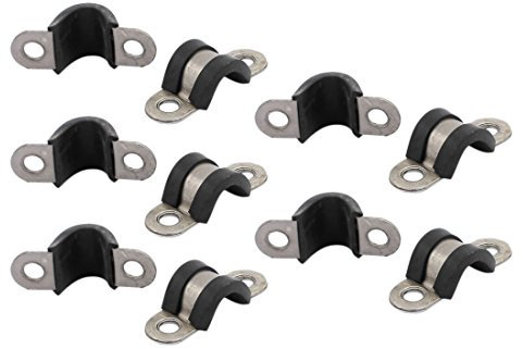 sourcing map 10 Stück 10 mm Durchmesser Gummierte U-förmige Edelstahl Schlauch Schellen Klemmen Kabel DE de